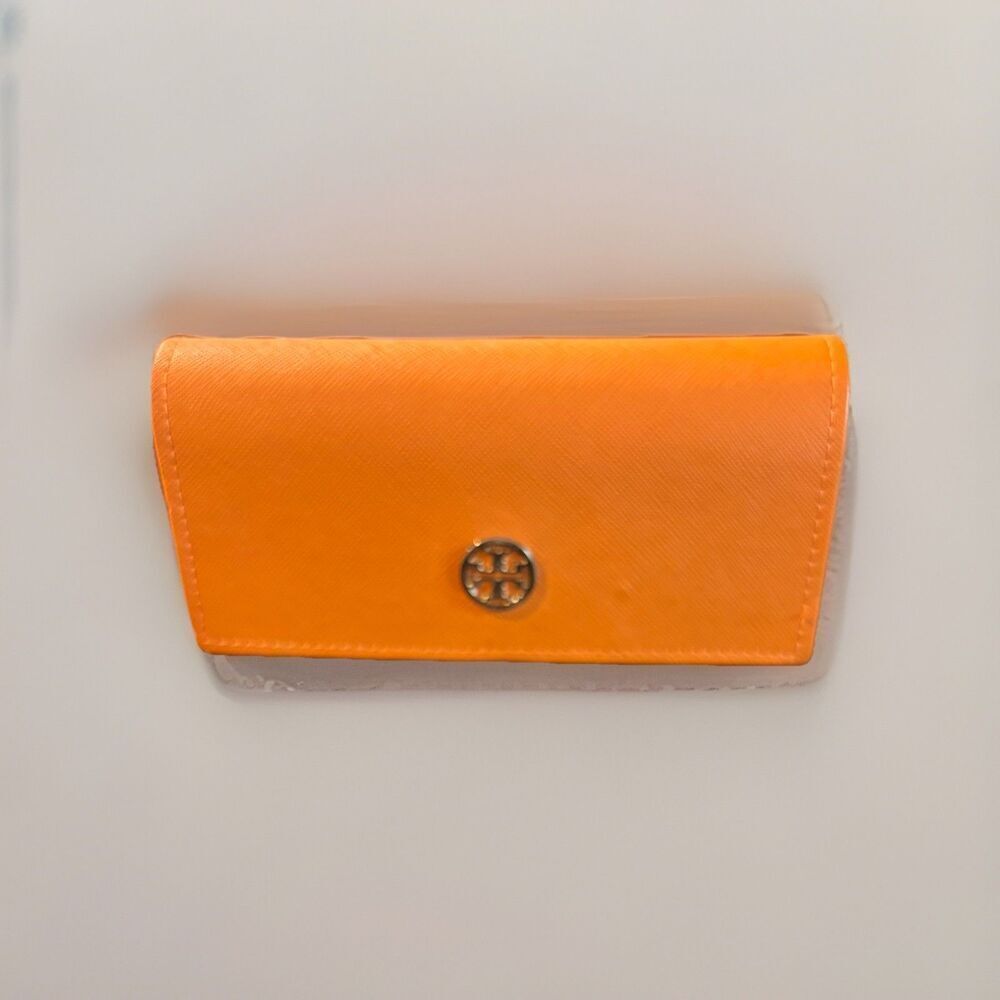 Tory Burch Sunglasses Case Orange Faux Leather Soft Case